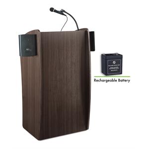 Oklahoma Sound Vision 46&quot Modern Wood Lectern with Sound in Ribbonwood Brown