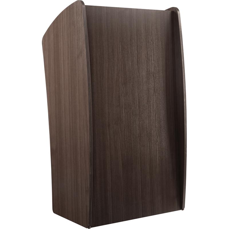 Oklahoma Sound Vision Modern Wood Lectern with Handheld Mic in Ribbonwood Brown