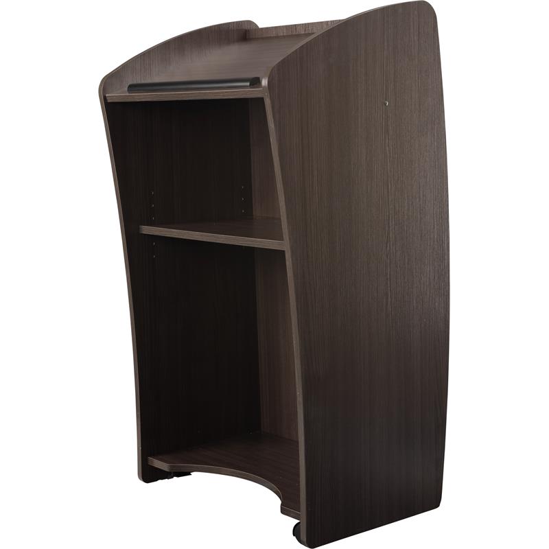 Oklahoma Sound Vision Modern Wood Lectern with Handheld Mic in Ribbonwood Brown