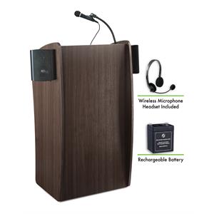 Oklahoma Sound Vision 46&quot Wood Lectern with Battery in Ribbonwood Brown