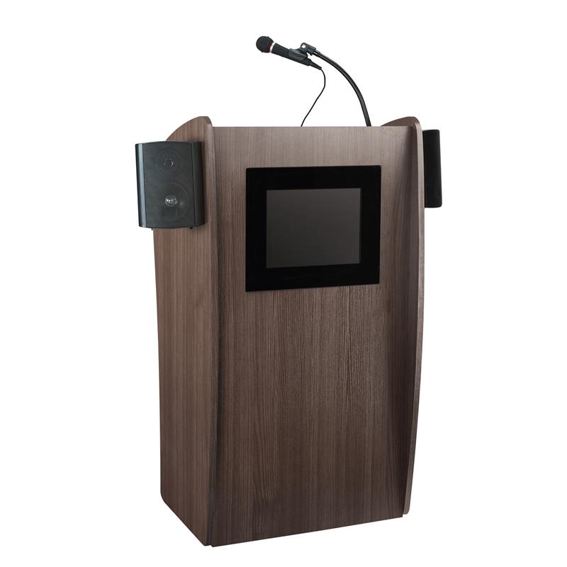 Oklahoma Sound Vision Wood Lectern with Sound and Screen in Ribbonwood Brown