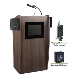 Oklahoma Sound Vision Wood Lectern with Sound and Screen in Ribbonwood Brown