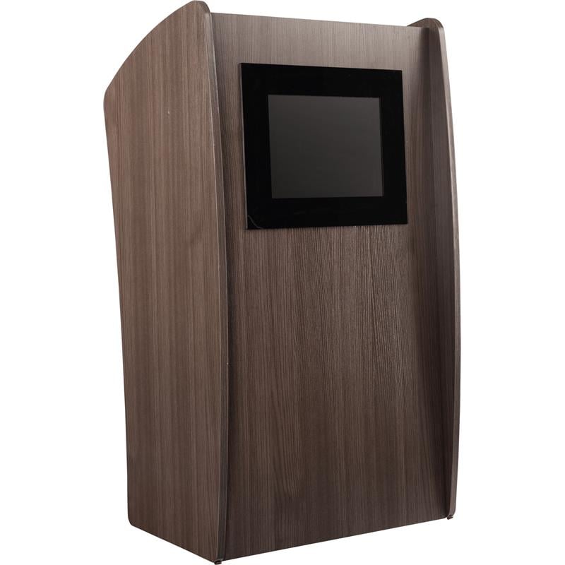 Oklahoma Sound Vision Wood Lectern with Wireless Handheld Mic in Brown