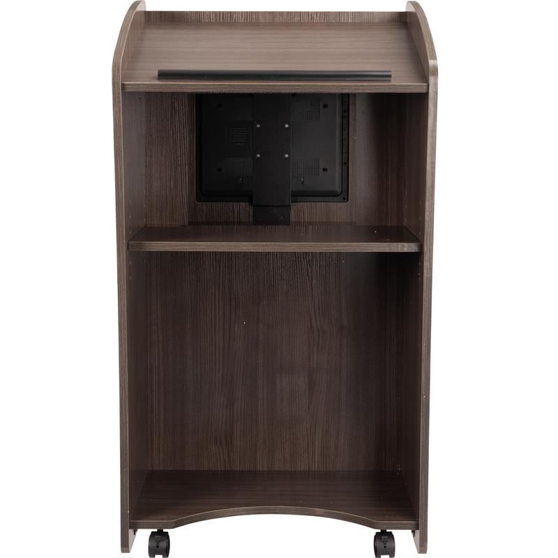 Oklahoma Sound Vision Wood Lectern with Wireless Handheld Mic in Brown