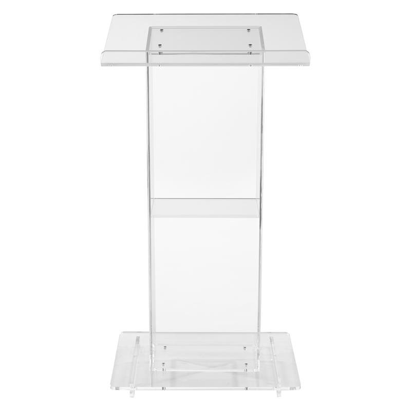 Oklahoma Sound Modern Acrylic Plastic Lectern with Shelf in Clear