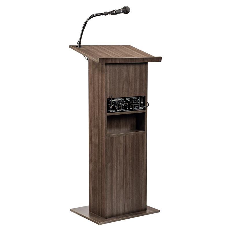 Oklahoma Sound 30W Apm Modern Wood Power Plus Lectern in Ribbonwood Brown