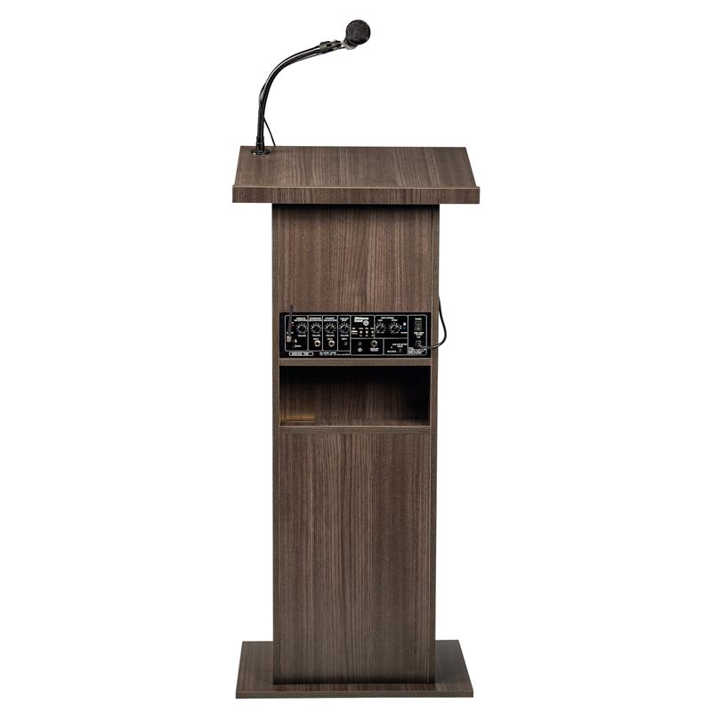 Oklahoma Sound 30W Apm Modern Wood Power Plus Lectern in Ribbonwood Brown