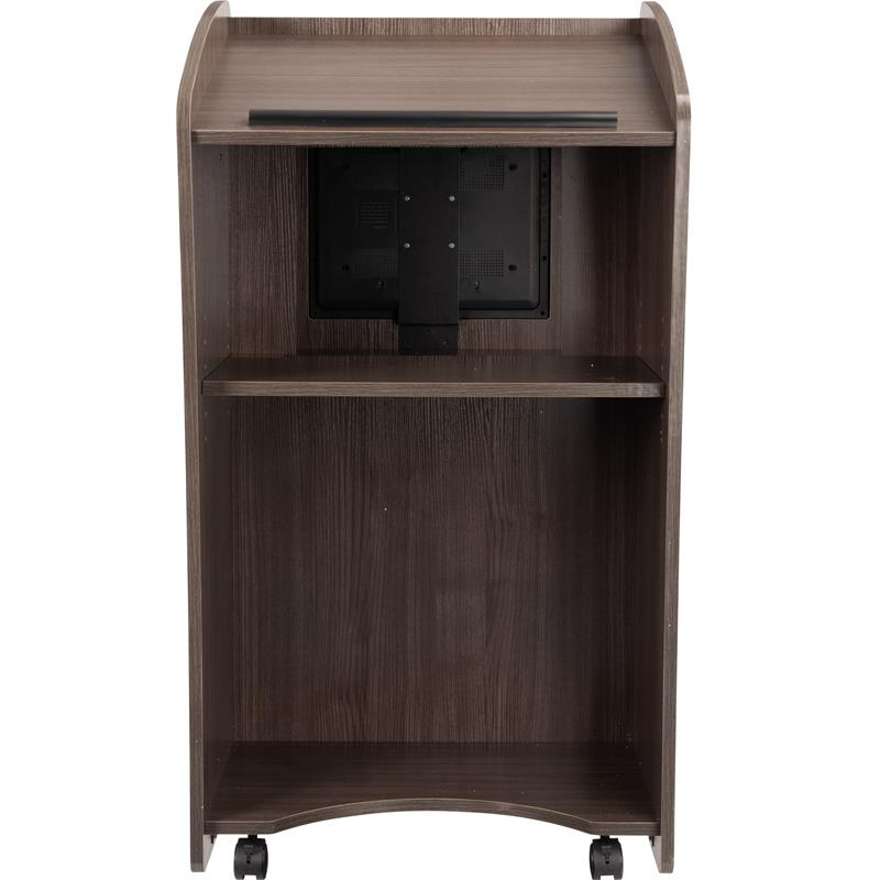 Oklahoma Sound Vision Modern Wood Screen Non-Sound Lectern in Ribbonwood Brown