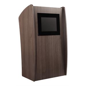 oklahoma sound vision modern wood screen non-sound lectern in ribbonwood brown