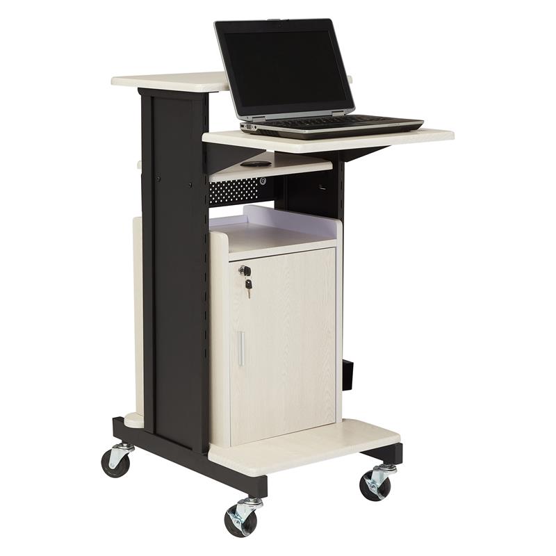 Oklahoma Sound PRC Series Metal Premium Plus Presentation Cart in Ivory/Black