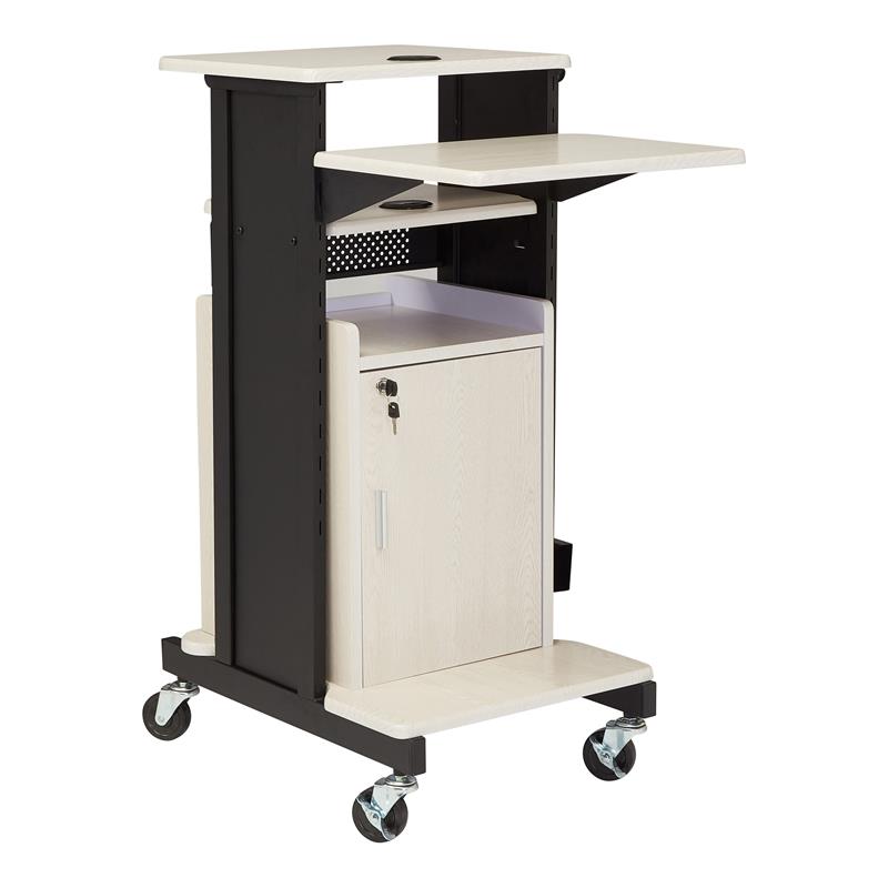 Oklahoma Sound PRC Series Metal Premium Plus Presentation Cart in Ivory/Black