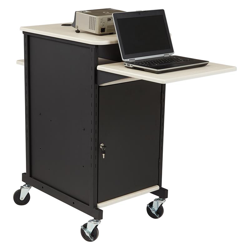 Oklahoma Sound PRC Series Modern Metal Jumbo Presentation Cart in Ivory/Black