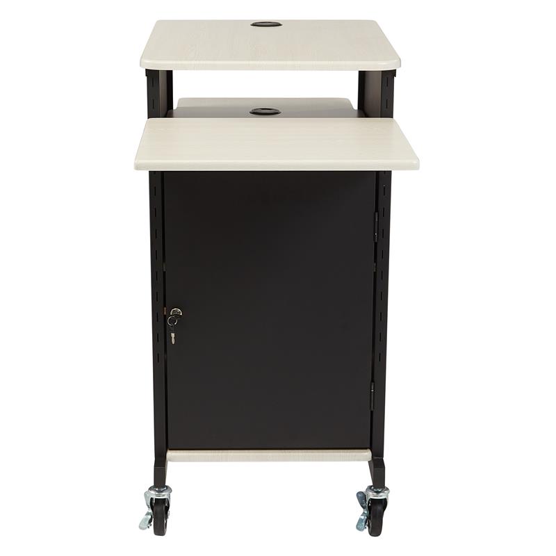 Oklahoma Sound PRC Series Modern Metal Jumbo Presentation Cart in Ivory/Black