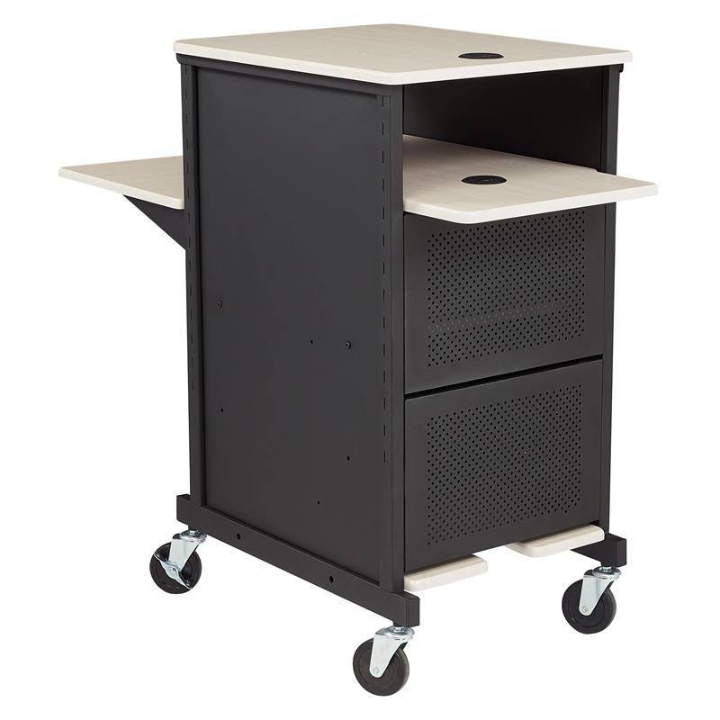Oklahoma Sound PRC Series Modern Metal Jumbo Presentation Cart in Ivory/Black