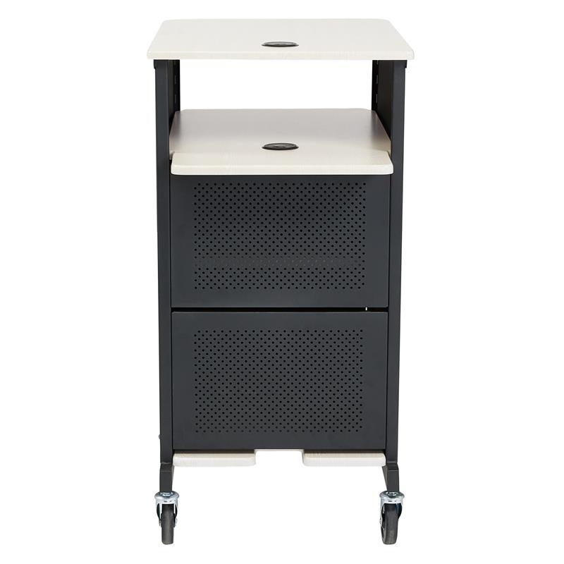 Oklahoma Sound PRC Series Modern Metal Jumbo Presentation Cart in Ivory/Black