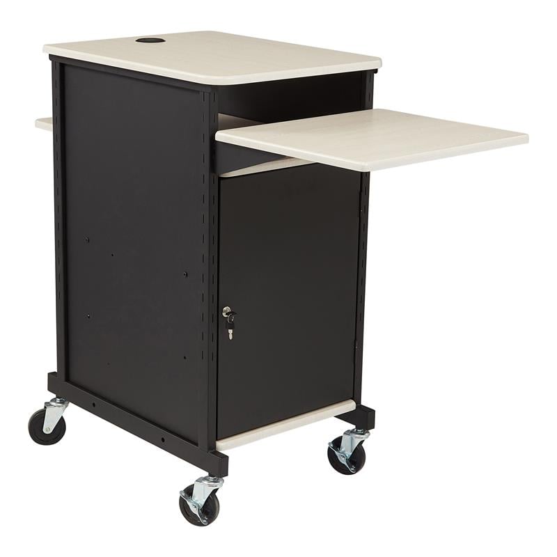 Oklahoma Sound PRC Series Modern Metal Jumbo Presentation Cart in Ivory/Black