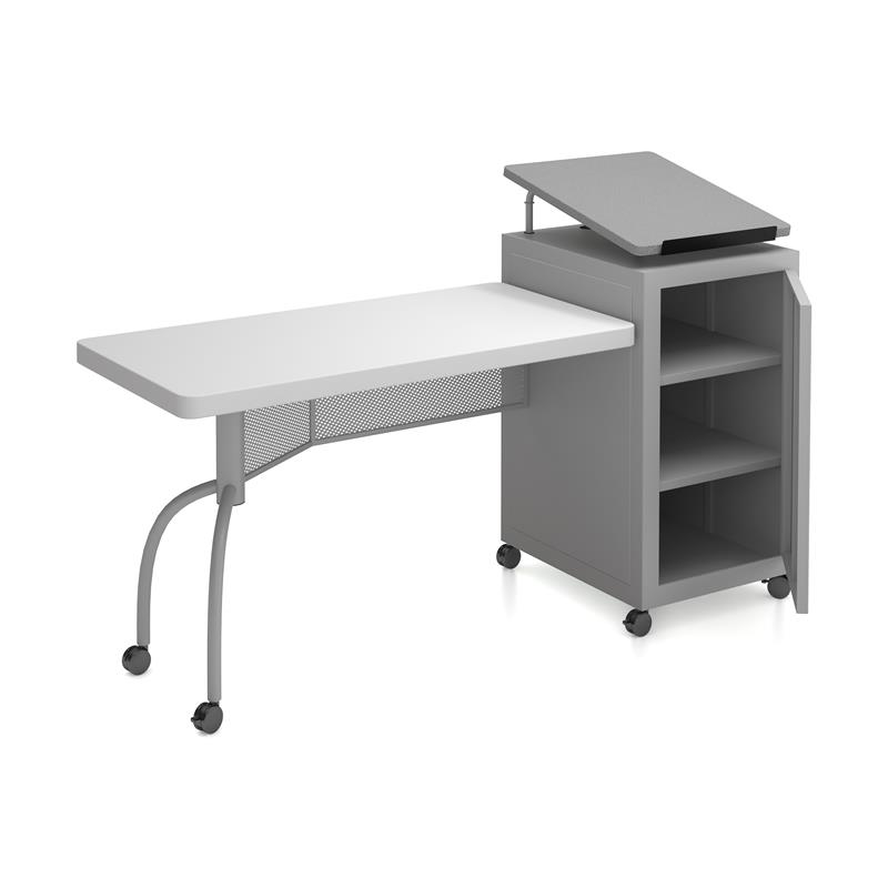 Oklahoma Sound Edupod Series Metal Teacher's Desk and Lectern Combo in Gray