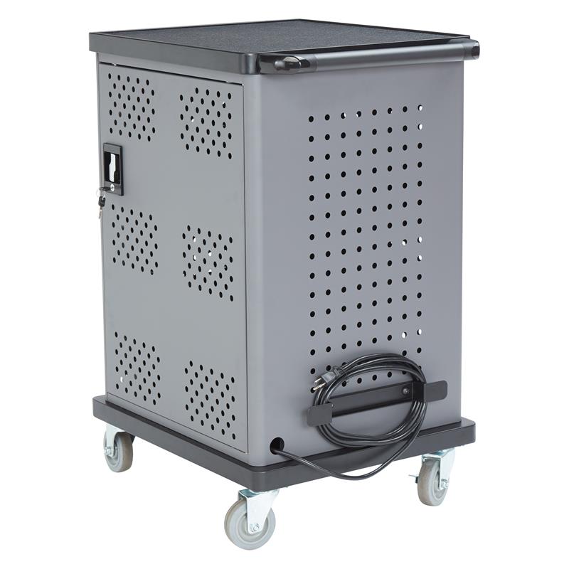 Oklahoma Sound DCC Series Modern Metal Duet Charging Cart with Storage in Black
