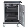 Oklahoma Sound DCC Series Modern Metal Duet Charging Cart with Storage in Black