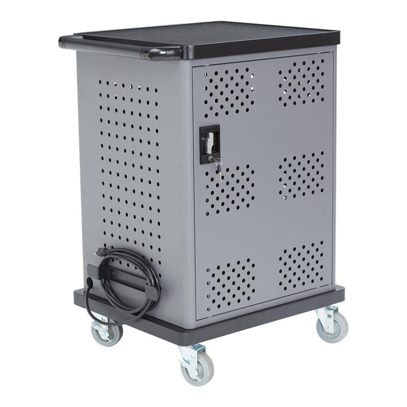 Oklahoma Sound DCC Series Modern Metal Duet Charging Cart with Storage in Black
