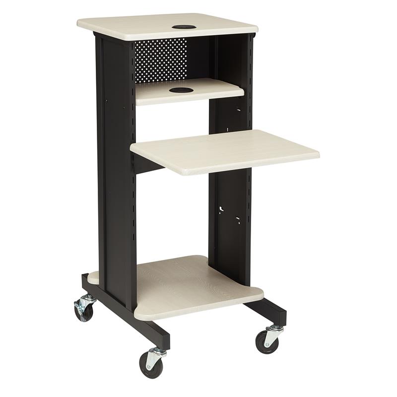 Oklahoma Sound PRC Series Modern Metal Premium Presentation Cart in Ivory/Black