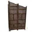 Hand Carved Foldable 4 Panel Wooden Partition Screen/RoomDivider in Brown