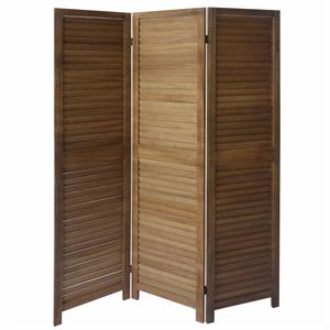 3 panel foldable wooden divider privacy screen in brown