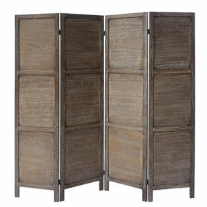 4 panel foldable wooden divider privacy screen in dark brown