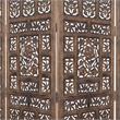 Classic 4 Panel Mango Wood Screen with Intricate Carvings in Brown