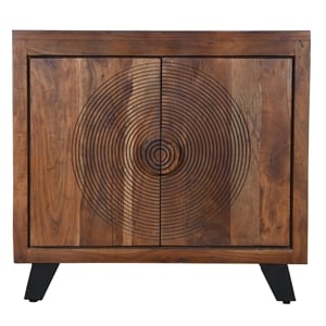 32 inch 2 door wood accent storage cabinet in brown