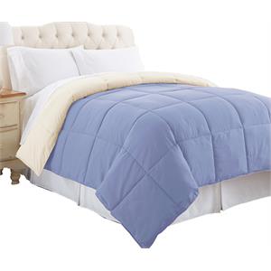 genoa twin size box quilted reversible comforter the urban port in blue & cream