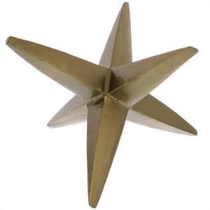 metal star sculpture with 6 pointed shape in brass