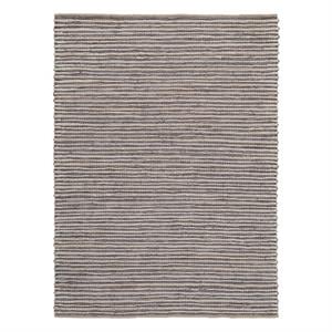 fabric and leatherette rug with braided design in large in gray and beige