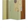 Wooden 3 Panel Canvas Room Divider with Geometric Pattern in Multicolor