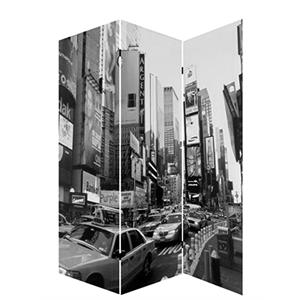3 panel foldable canvas screen with nyc print in black and white