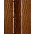 Wooden Foldable 3 Panel Room Divider with Streamline Design in Dark Brown