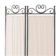 Folding Screen with Metal Frame & Gathered Fabric Panels in Black And White