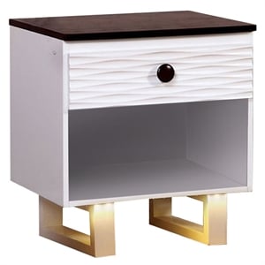 meredith wooden night stand with usb outlet  in  white & dark walnut