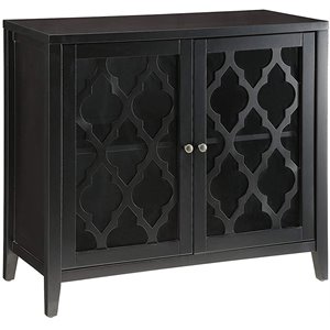 storage cabinet with 2 doors and quatrefoil design in black