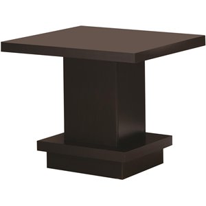 Contemporary End Table With Pedestal Base in Cappuccino Brown