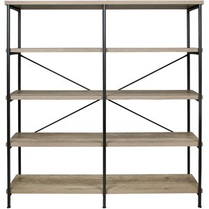 contemporary style wood and metal open bookcase in gray
