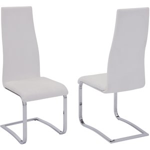 stylish white faux leather dining chair with chrome legs with set of 4