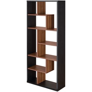 Wooden Rectangular Cube Bookcase in Natural Brown & Black