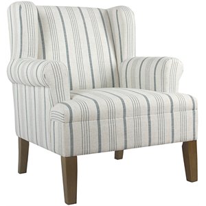 fabric upholstered wooden accent chair with wing back in multicolor