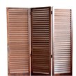 Traditional Foldable Wooden Shutter Screen with 3 Panels in Brown