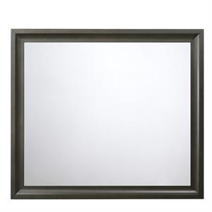 contemporary style wooden mirror with raised edge framework in gray