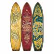Beach Themed Surfboard Shaped 3 Panel Wooden Room Divider in Multicolor
