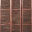 Wooden 3 Panel Room Divider with Horizontal Bamboo Stripes in Dark Brown