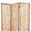 Contemporary 3 Panel Wood Screen with Vertical Branch Design in Brown