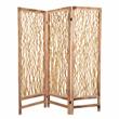 Contemporary 3 Panel Wood Screen with Vertical Branch Design in Brown